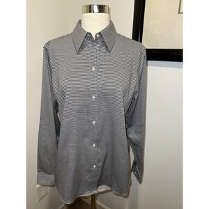 CHAPS Long Sleeve No-Iron Blouse Shirt Top Plus Size L Houndstooth, NWOT